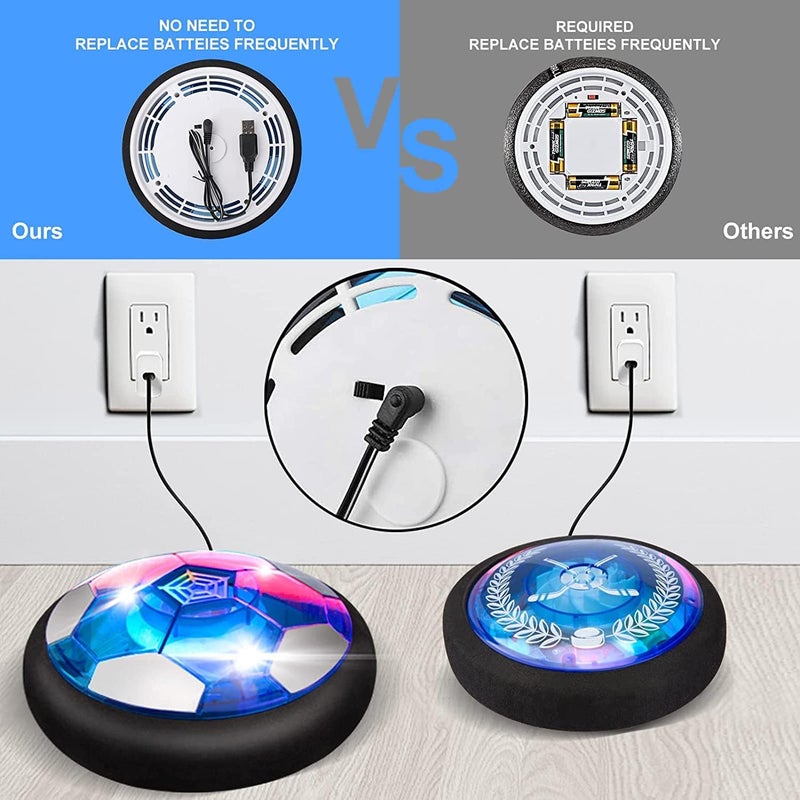 Nazano 3-in-1 Hover Hockey Soccer Ball Kids Toys Set  Led Lights Floating Air Football  Indoor Outdoor Sport Toys for Kids  Christmas Birthday Gifts for Boys Girls Aged 3 4 5 6 7 8-12 - Image 4